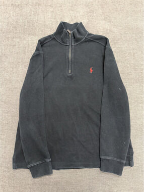Polo by Ralph Lauren Black Half-Zip Pullover Sweatshirt Medium